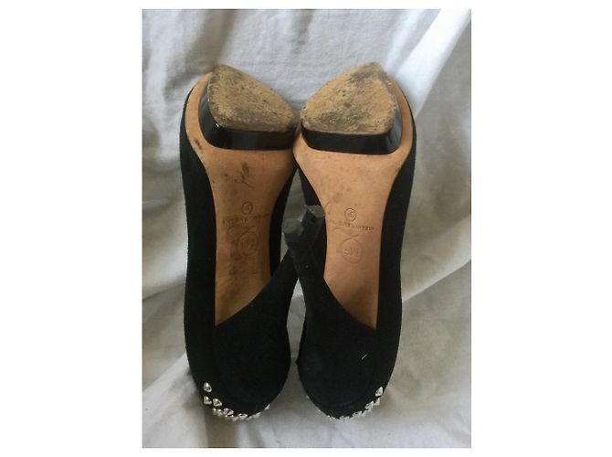 Décolleté McQ in camoscio nero con borchie e plateau Argento - vista 4