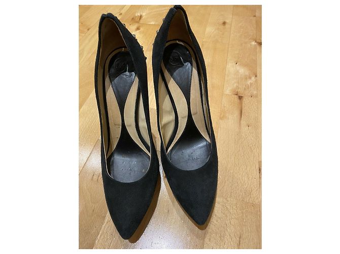Décolleté McQ in camoscio nero con borchie e plateau Argento - vista 8