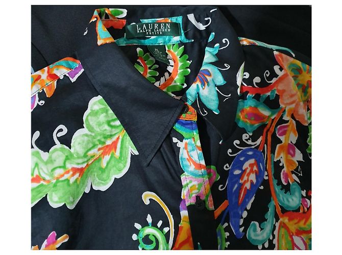 Camicia Ralph Lauren Nera Multicolore in Cotone Nero - vista 3