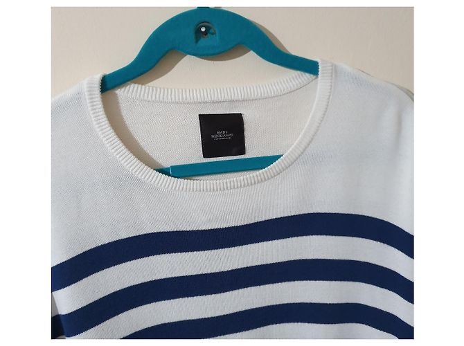 Autre Marque Mads Nørgaard Baumwollpullover blau weiß gestreift XL - Ansicht 3