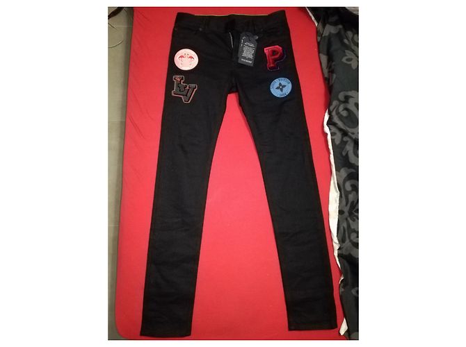 Jeans de parches Louis Vuitton World Tour hechos a medida Negro - vista 2