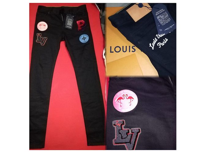 Jeans de parches Louis Vuitton World Tour hechos a medida Negro - vista 20