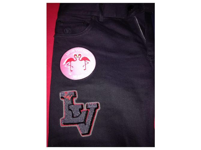 Jeans de parches Louis Vuitton World Tour hechos a medida Negro - vista 4