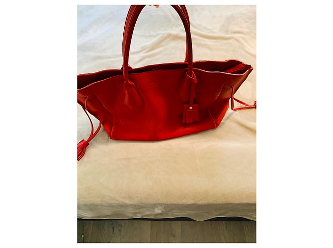 Borsa a mano Longchamp Penelope in pelle Corallo - vista 3