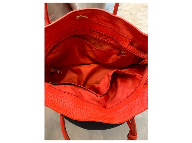 Borsa a mano Longchamp Penelope in pelle Corallo - vista 4