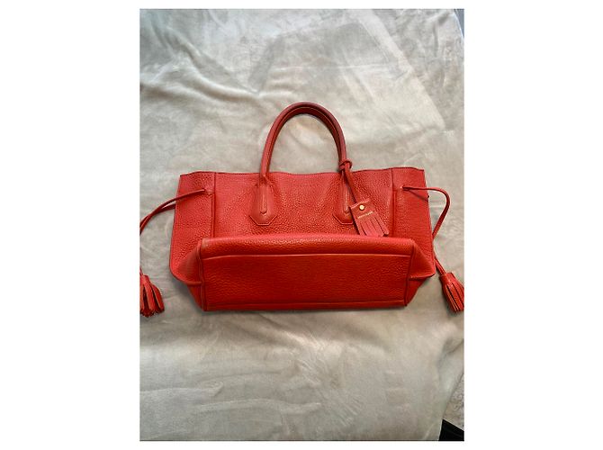 Borsa a mano Longchamp Penelope in pelle Corallo - vista 5