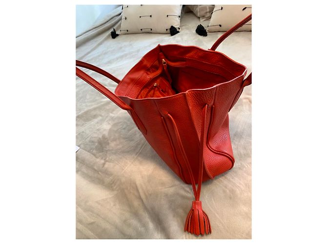 Borsa a mano Longchamp Penelope in pelle Corallo - vista 7