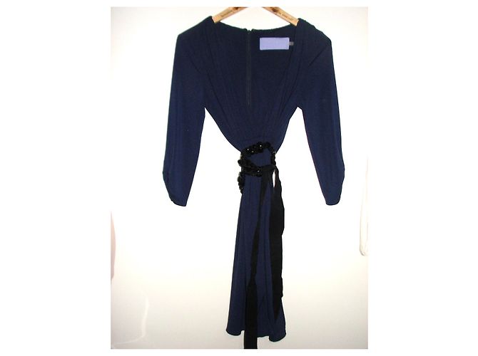 Abito Vera Wang Blu Reale Scollo a V Linea Impero - vista 2