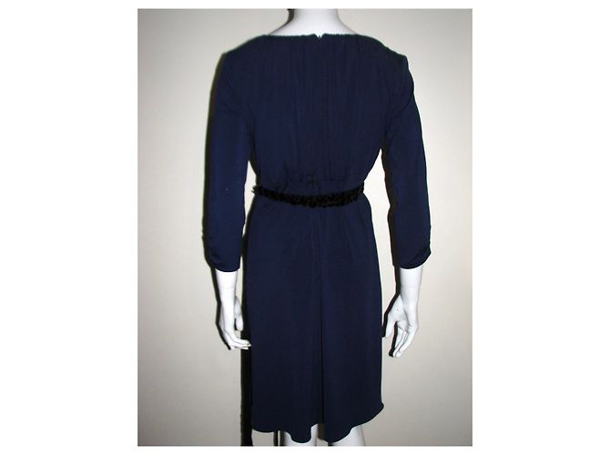 Abito Vera Wang Blu Reale Scollo a V Linea Impero - vista 3