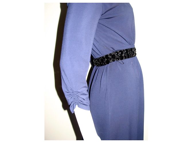 Abito Vera Wang Blu Reale Scollo a V Linea Impero - vista 5