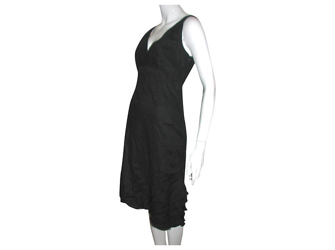 Bcbg Max Azria Kleid aus Leinenmix mit Spitze Schwarz - Ansicht 2