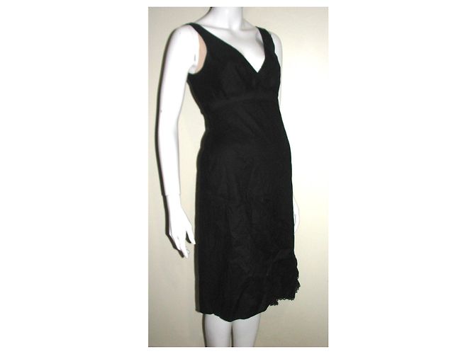 Bcbg Max Azria Kleid aus Leinenmix mit Spitze Schwarz - Ansicht 3