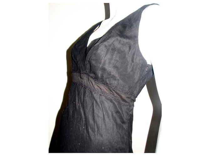 Bcbg Max Azria Kleid aus Leinenmix mit Spitze Schwarz - Ansicht 9