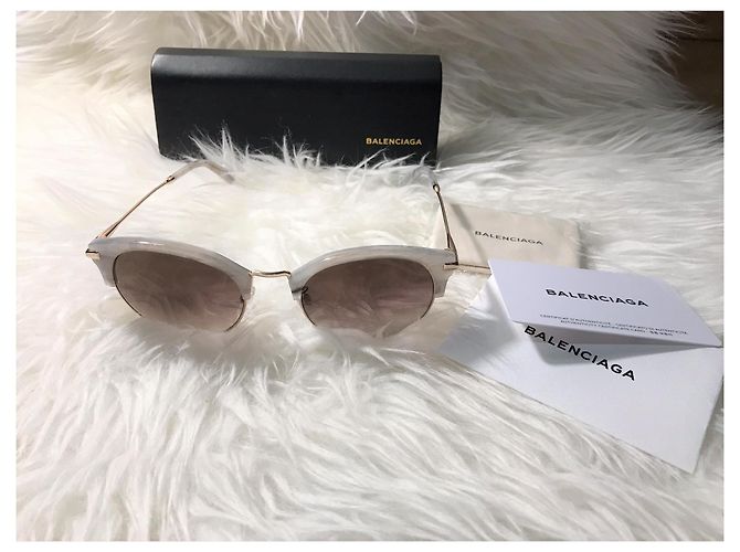 Gafas de sol Balenciaga blancas de acero Blanco - vista 3