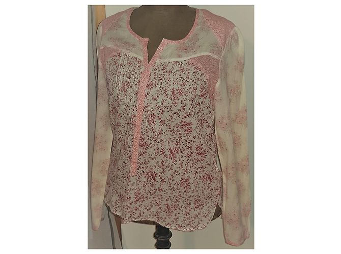 Blusa Berenice Floral de Algodón Rosa M Blanco roto - vista 3