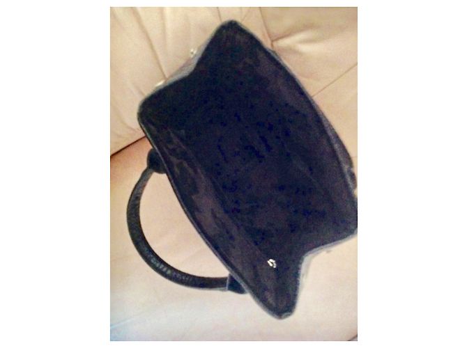 Roseau Longchamp SCHWARZE CROCO STRIPE Kalbsledertasche - Ansicht 7