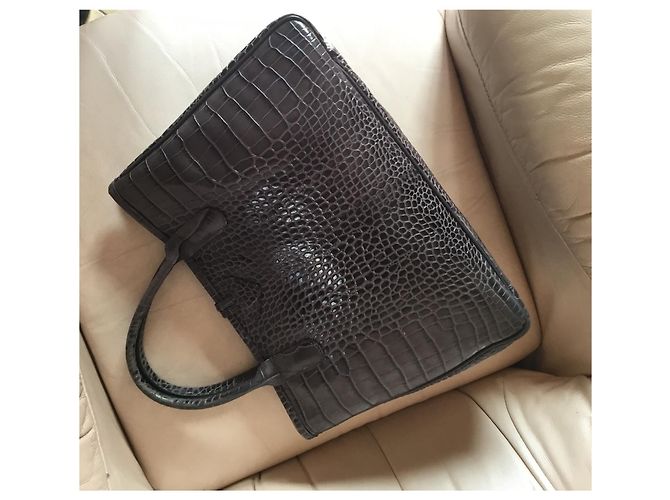 Roseau Longchamp GRAUER BEUTEL. CROCO STRIKE Kalbsleder - Ansicht 2