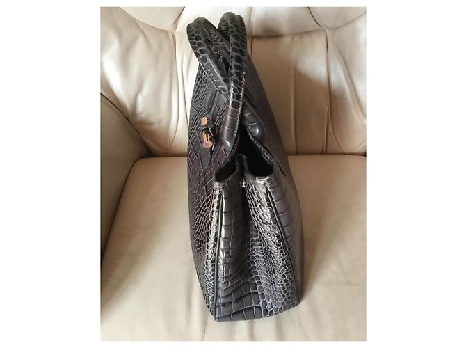 Roseau Longchamp GRAUER BEUTEL. CROCO STRIKE Kalbsleder - Ansicht 5