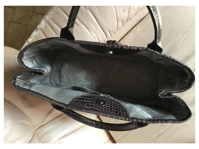 Roseau Longchamp GRAUER BEUTEL. CROCO STRIKE Kalbsleder - Ansicht 7