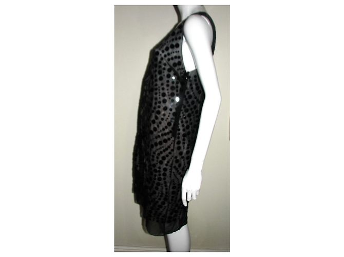 Vera Wang Vestido Lavanda Línea Seda Negro - vista 12