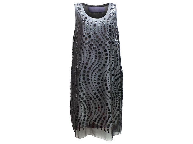 Vera Wang Vestido Lavanda Línea Seda Negro - vista 2