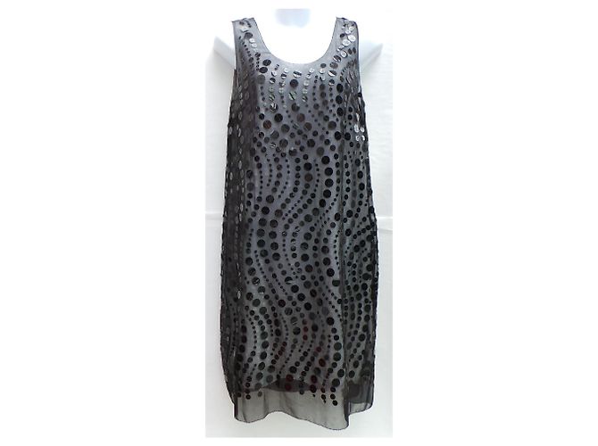 Vera Wang Vestido Lavanda Línea Seda Negro - vista 3