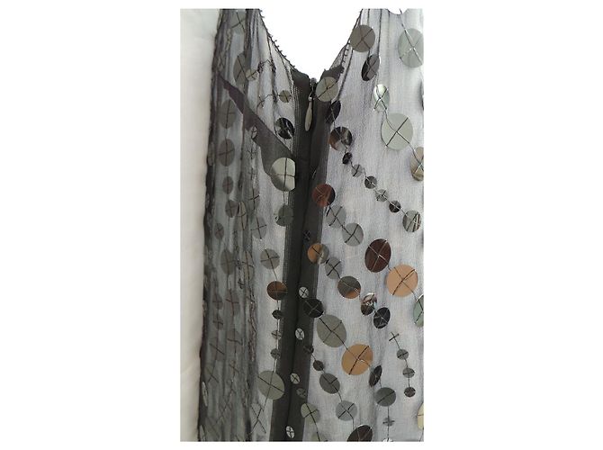 Vera Wang Vestido Lavanda Línea Seda Negro - vista 5