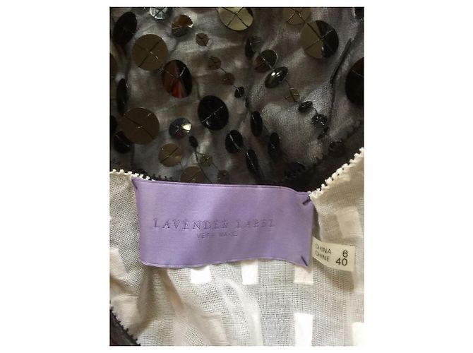 Vera Wang Vestido Lavanda Línea Seda Negro - vista 8