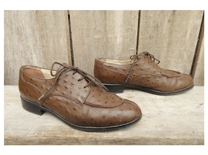 Autre Marque Décolleté Renouard Autrac in pelle di struzzo marrone chiaro 37 - vista 3