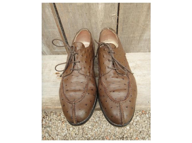 Autre Marque Décolleté Renouard Autrac in pelle di struzzo marrone chiaro 37 - vista 4