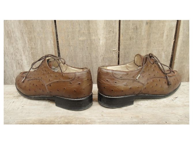 Autre Marque Décolleté Renouard Autrac in pelle di struzzo marrone chiaro 37 - vista 5
