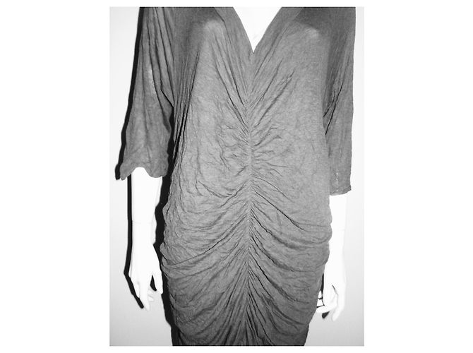 Mm6 Grey Wool Viscose Ruched Dress - view 4