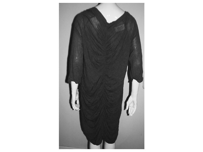 Mm6 Grey Wool Viscose Ruched Dress - view 6