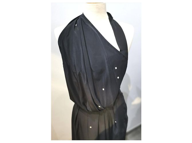 Dries van Noten vestido de seda FR36 Azul marino - vista 5