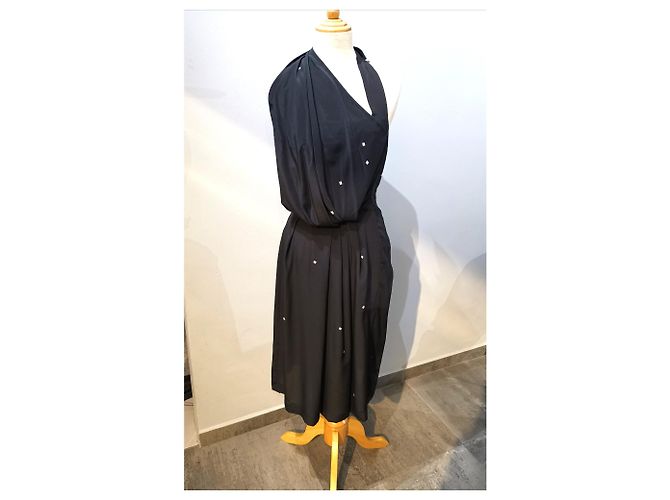 Dries van Noten vestido de seda FR36 Azul marino - vista 6