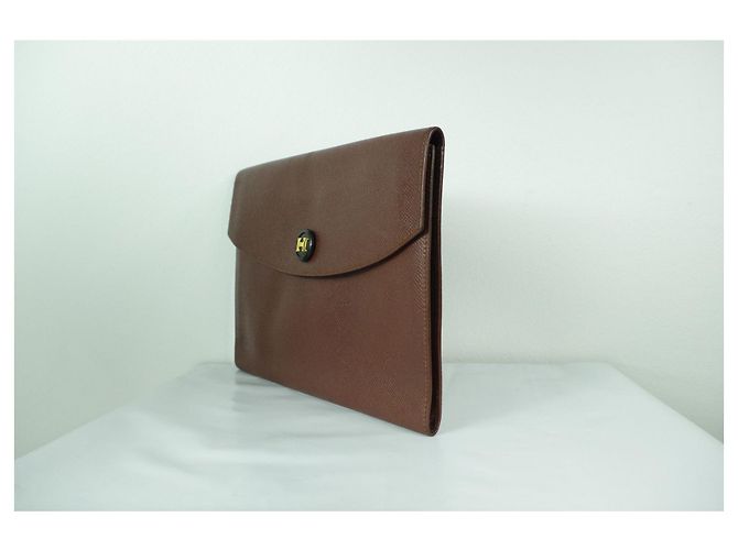 Hermès Pochette Rio 24cm in pelle di cacao Courchevel Marrone - vista 3