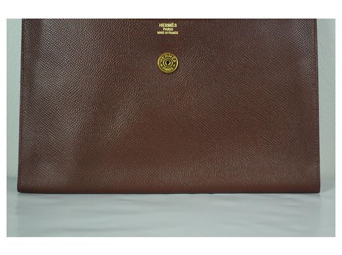 Hermès Pochette Rio 24cm in pelle di cacao Courchevel Marrone - vista 6
