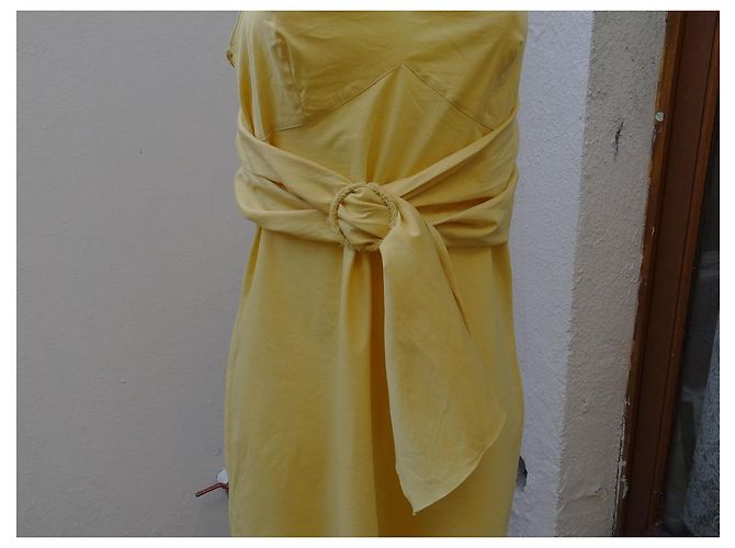 Prada trägerloses Kleid gelb aus Baumwolle - Ansicht 2