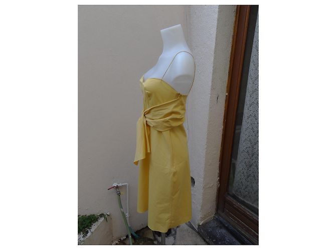 Prada trägerloses Kleid gelb aus Baumwolle - Ansicht 4