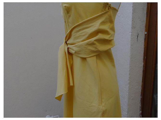 Prada trägerloses Kleid gelb aus Baumwolle - Ansicht 5