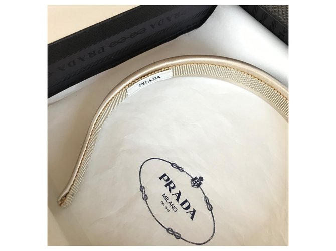 Fascia per capelli Prada in raso Beige - vista 2