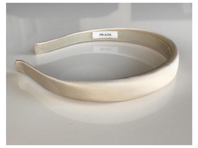Fascia per capelli Prada in raso Beige - vista 3