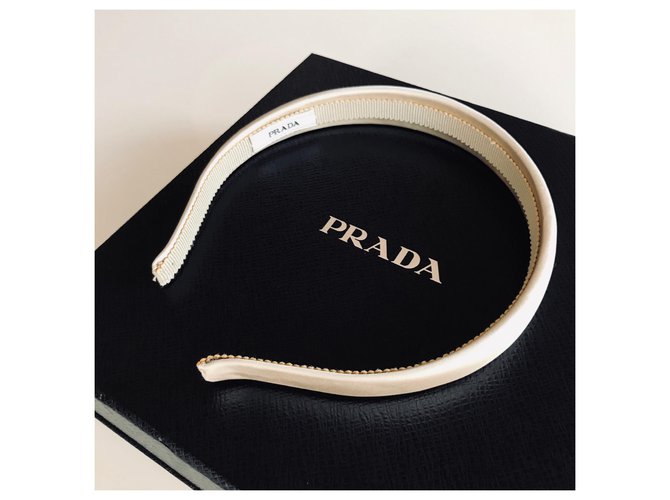Fascia per capelli Prada in raso Beige - vista 4