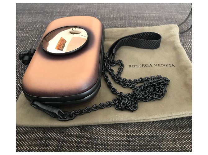 Clutch Bottega Veneta Knot Mirror Lens in agnello beige - vista 4