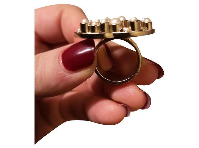 Anello a fantasia foderato a chanel D'oro - vista 2