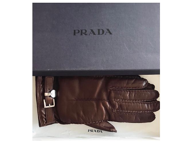Luvas de couro Prada Nappa Marrom - vista 2