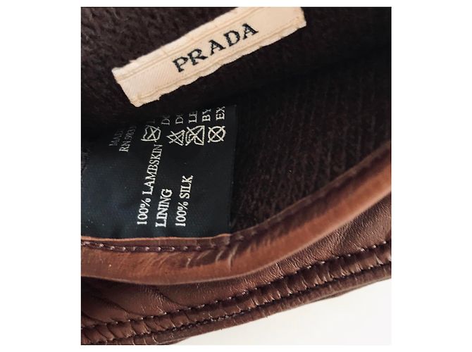 Luvas de couro Prada Nappa Marrom - vista 3