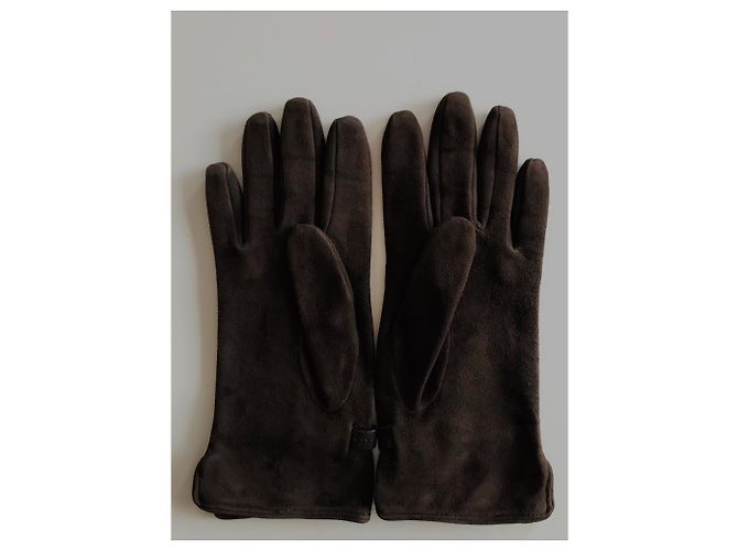 Prada Wildlederhandschuhe mit Logo Detail Braun - Ansicht 3
