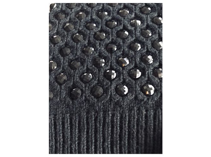 Top Blumarine de cashmere e lã preto com strass - vista 2