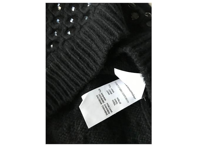 Top Blumarine de cashmere e lã preto com strass - vista 4